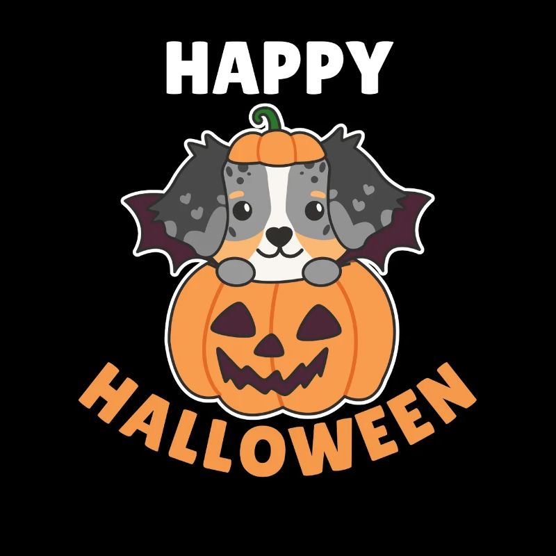 Australian Shepherd Happy Halloween Kürbis