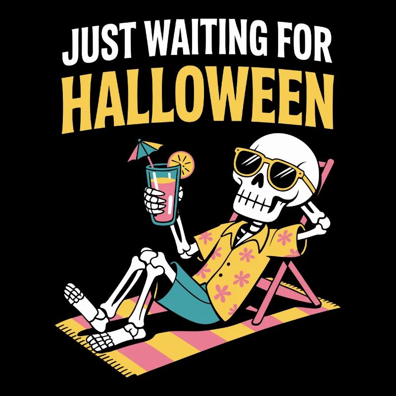 Summer Halloween Waiting For Halloween Skeleton