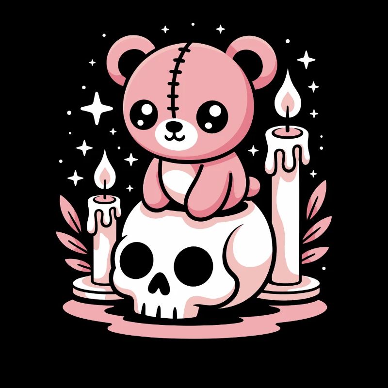 Kawaii Pastel Goth Patched Bear