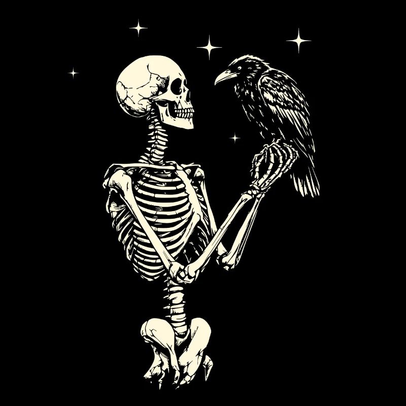 Skeleton with Raven