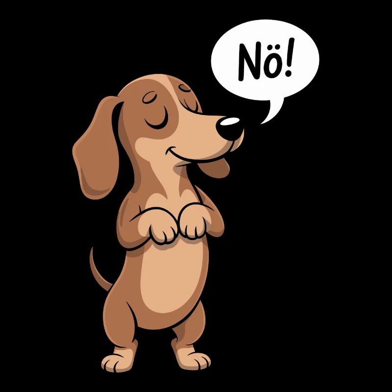 Teckel dessin animé nope drôle chien disant