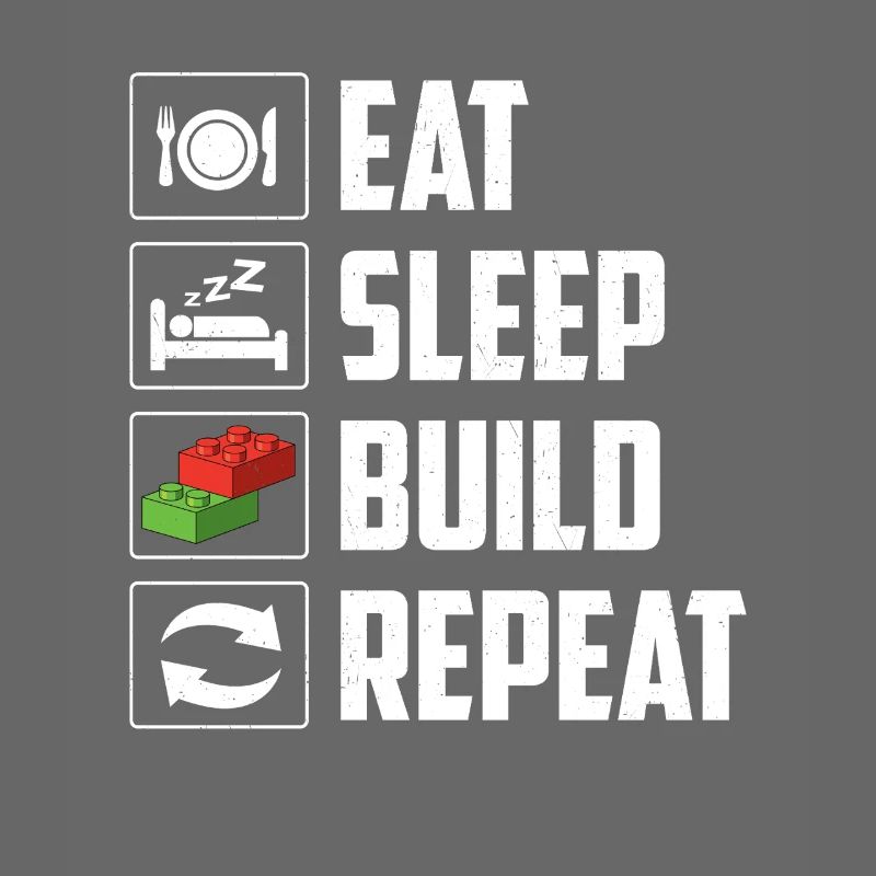 Manger dormir construire Répéter le bloc de construction de briques 