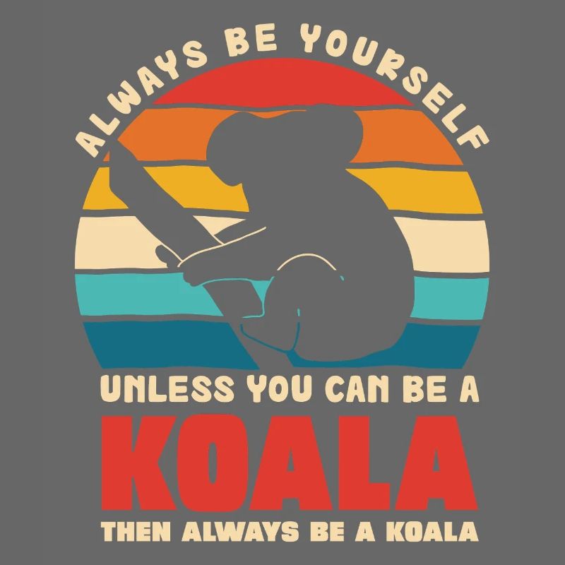 Koala Motto Rétro Coucher de soleil
