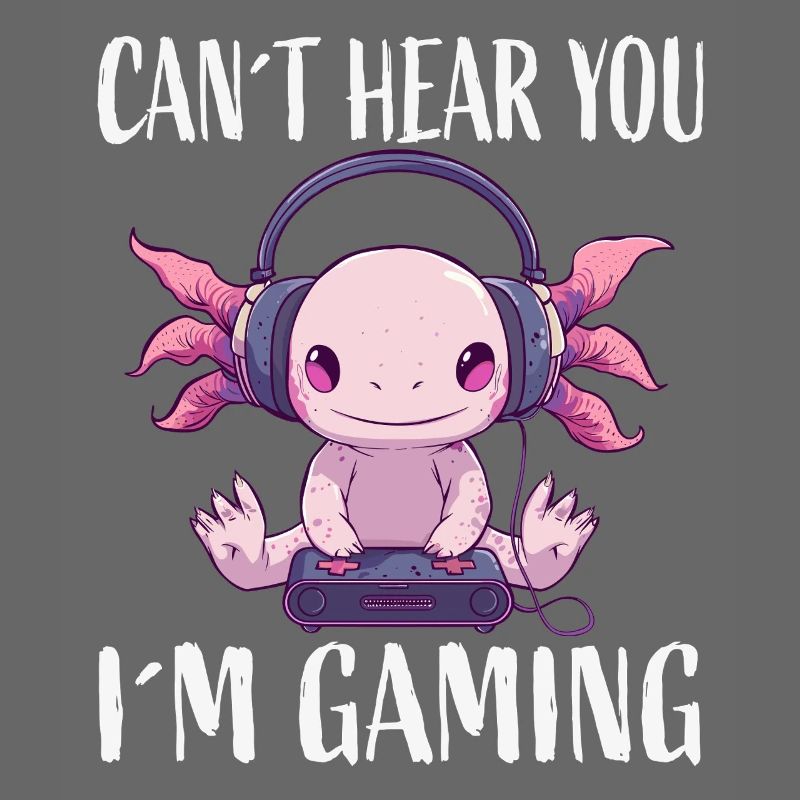 Gaming Axolotl mit Kopfhörern
