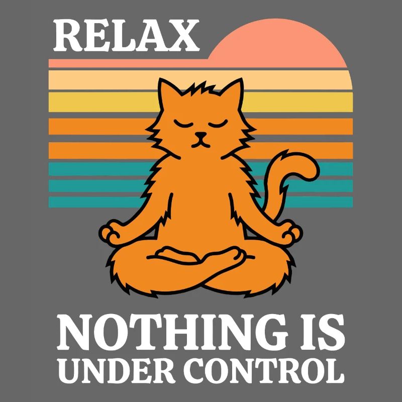 Relax Nothing is under control Cat Meditation
