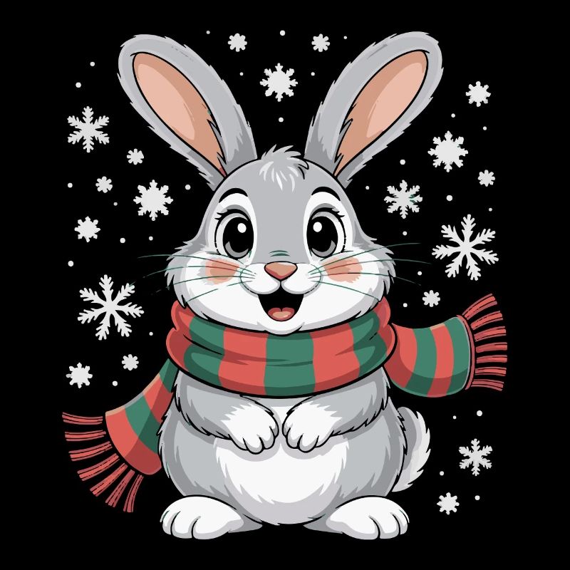 Lapin d’hiver avec écharpe