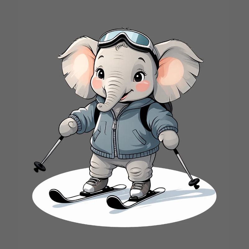 Skiing Elephant Pullover Hoodie