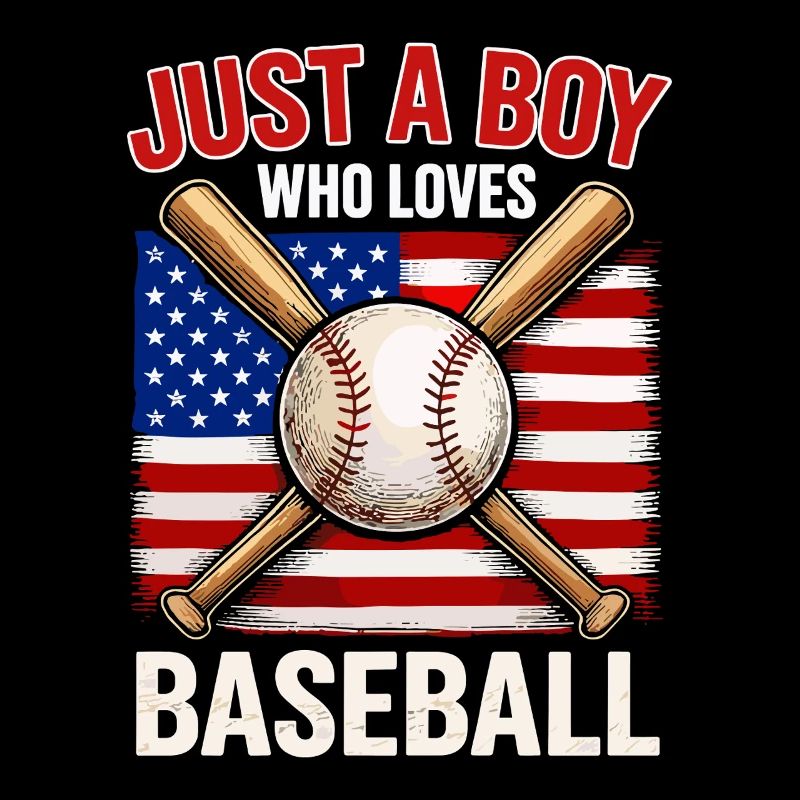 Garçon adore le baseball et le drapeau