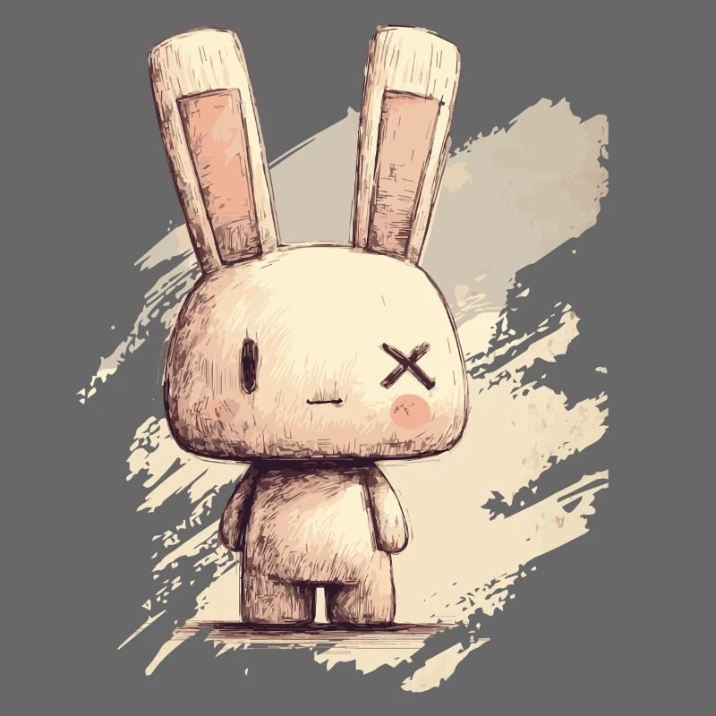 Cute rabbit with X-eyes