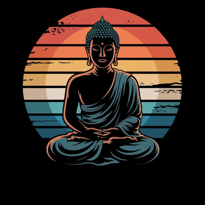 Bouddha Coucher de soleil rétro