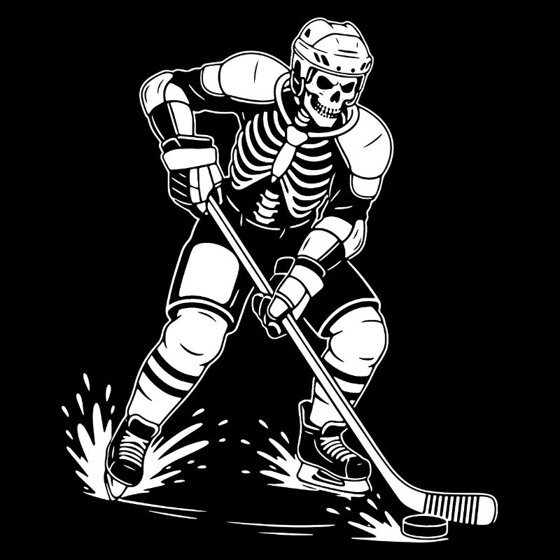 Skeleton spielt Hockey