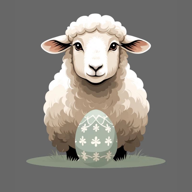Cuddly lamb with Easter egg