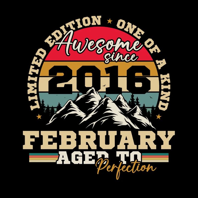 Février 2016 Vintage Retro Cadeau d'anniversaire
