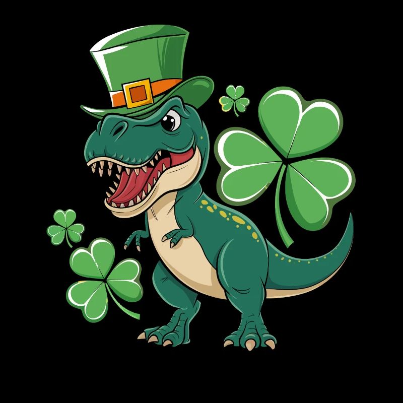 Green Dino with Shamrock Hat