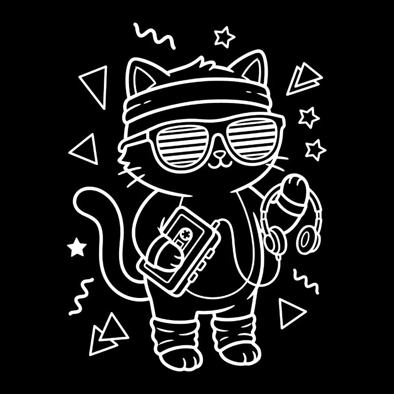 80s Retro Nostalgia Kawaii Cat