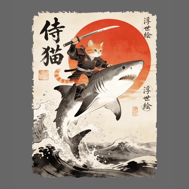 Samurai Cat, Japanese Warrior & Fighter, Shark