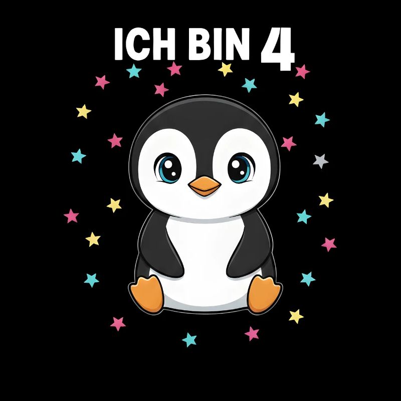 Ich bin 4 - Süßes Pinguin zum 4. Geburtstag