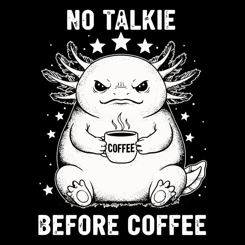 No conversation in front of coffee lover axolotl