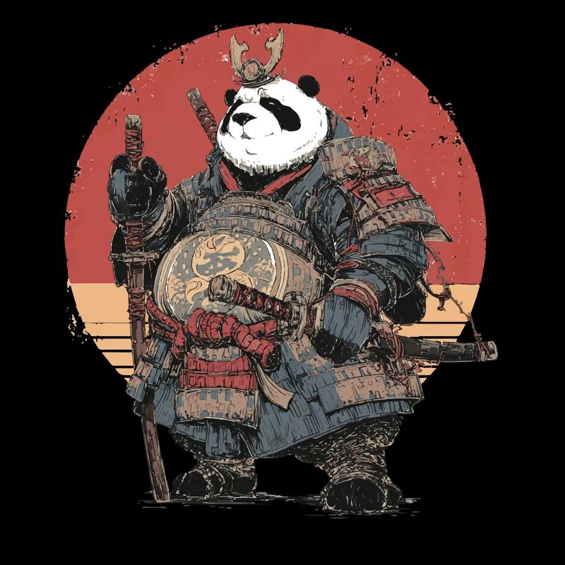Panda samouraï en armure solide