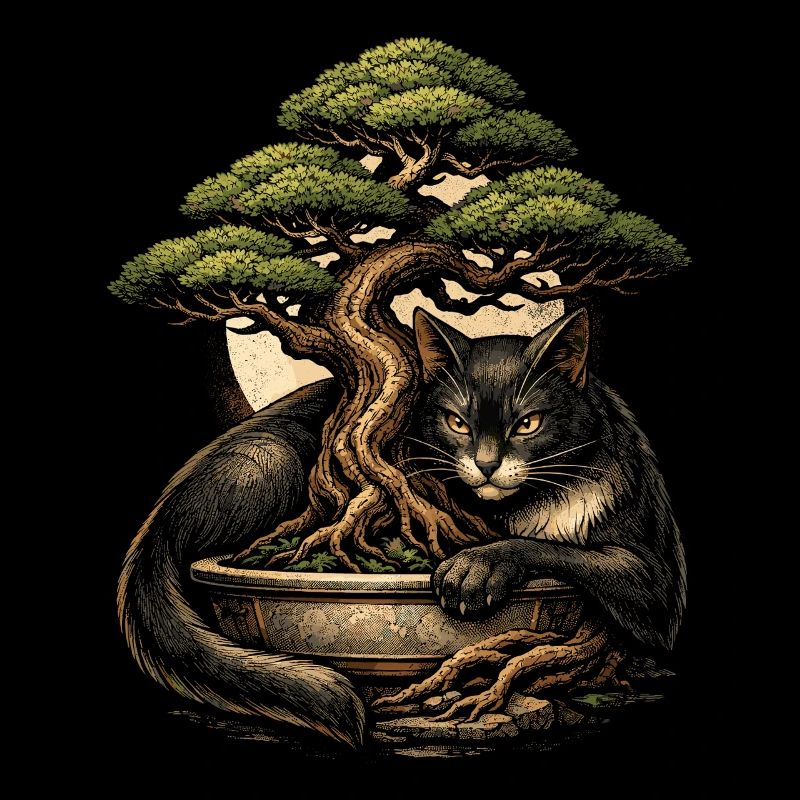 Bonsaï avec chat
