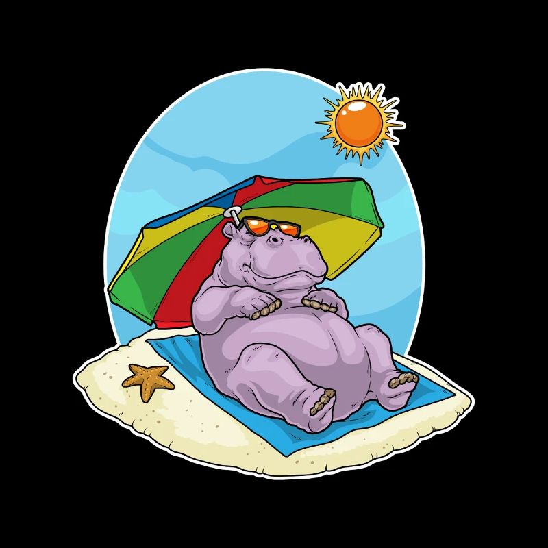 Hippopotamus Beach Parasol Summer