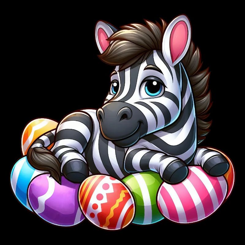 Cute Zebra Easter Egg Cartoon Easter