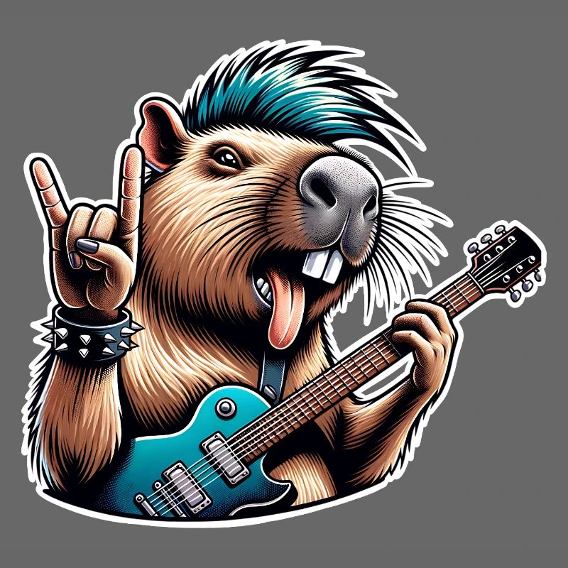 Capybara, guitariste de rock and roll