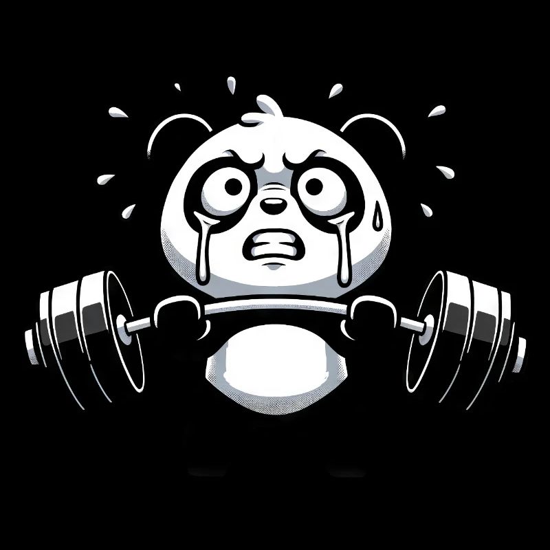 Cute Panda Barbell Workout Cartoon
