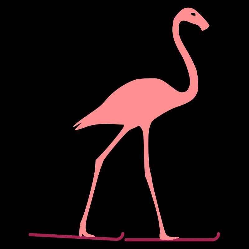 Flamingo fährt Ski