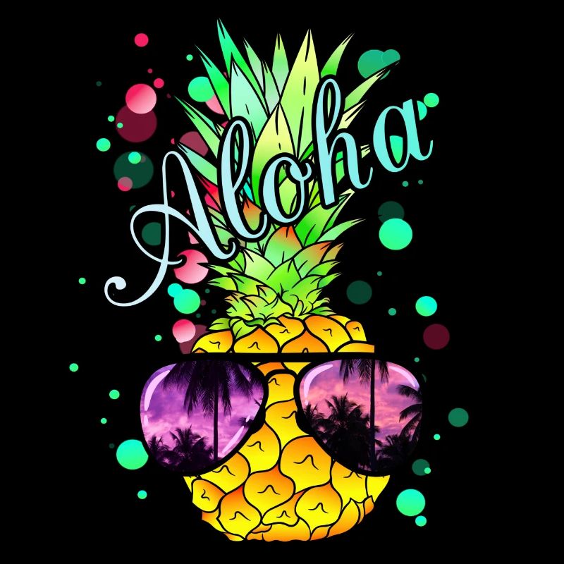 Aloha pineapple with sunglasses
