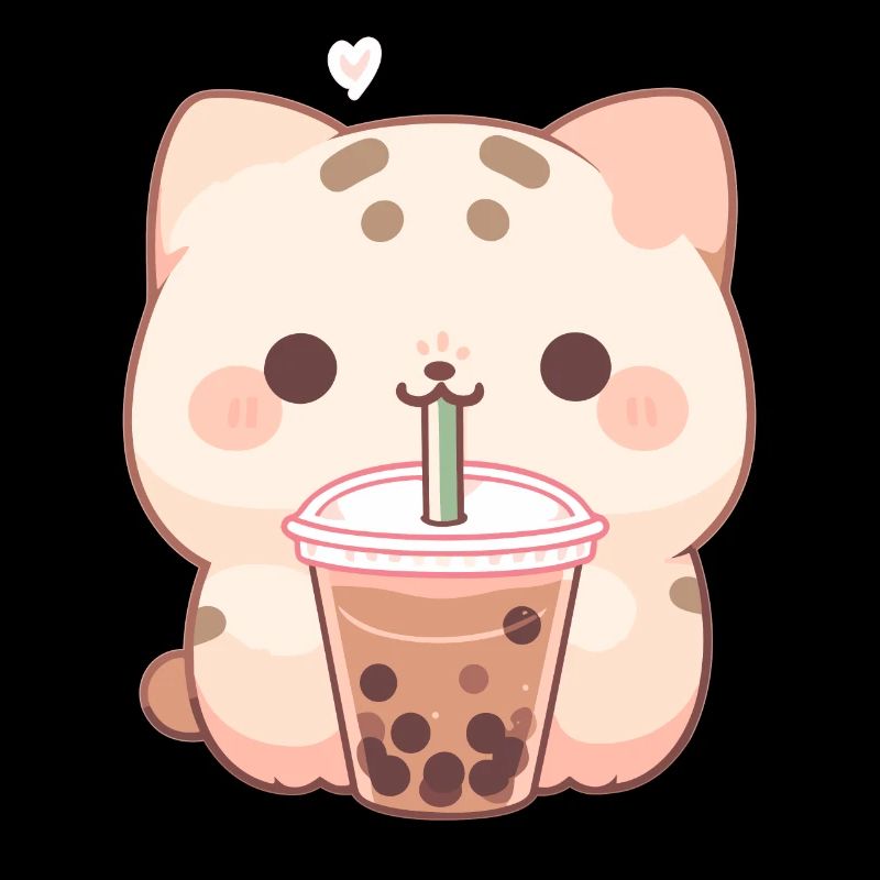 Kawaii Katze trinkt Boba Bubble Tea Chibi