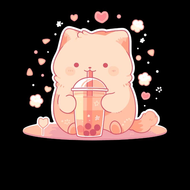 Kawaii Katze trinkt Boba Bubble Tea Chibi