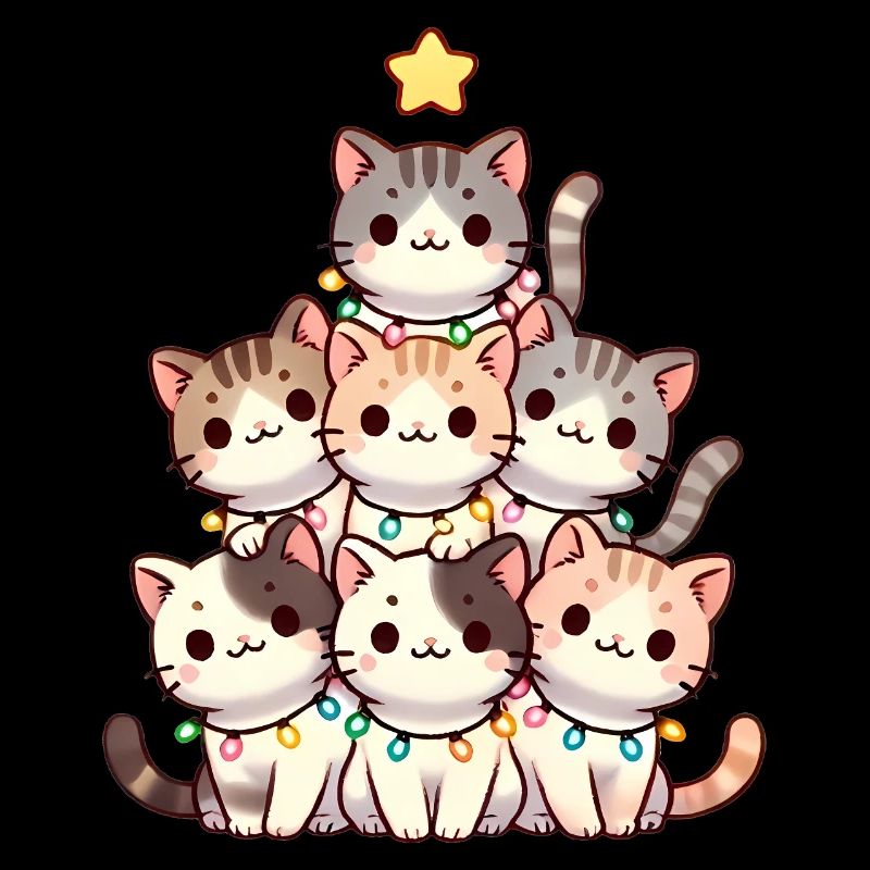 Arbre à chat de Noël avec lumières