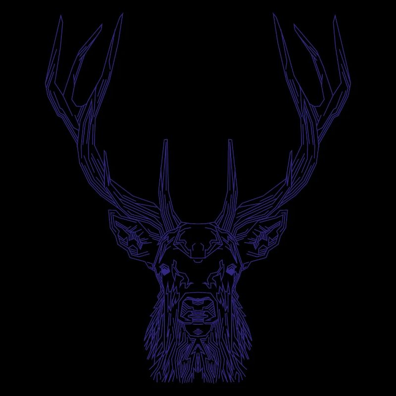 Cerf Tech – Cerf géométrique en bleu