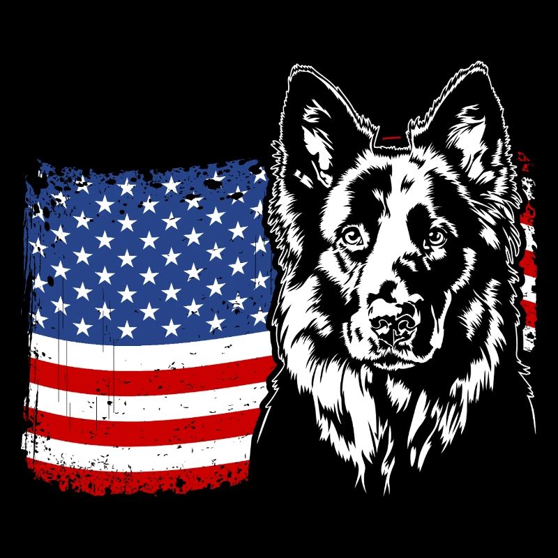 Deutscher Schäferhund US Amerika Fahne Wilsigns