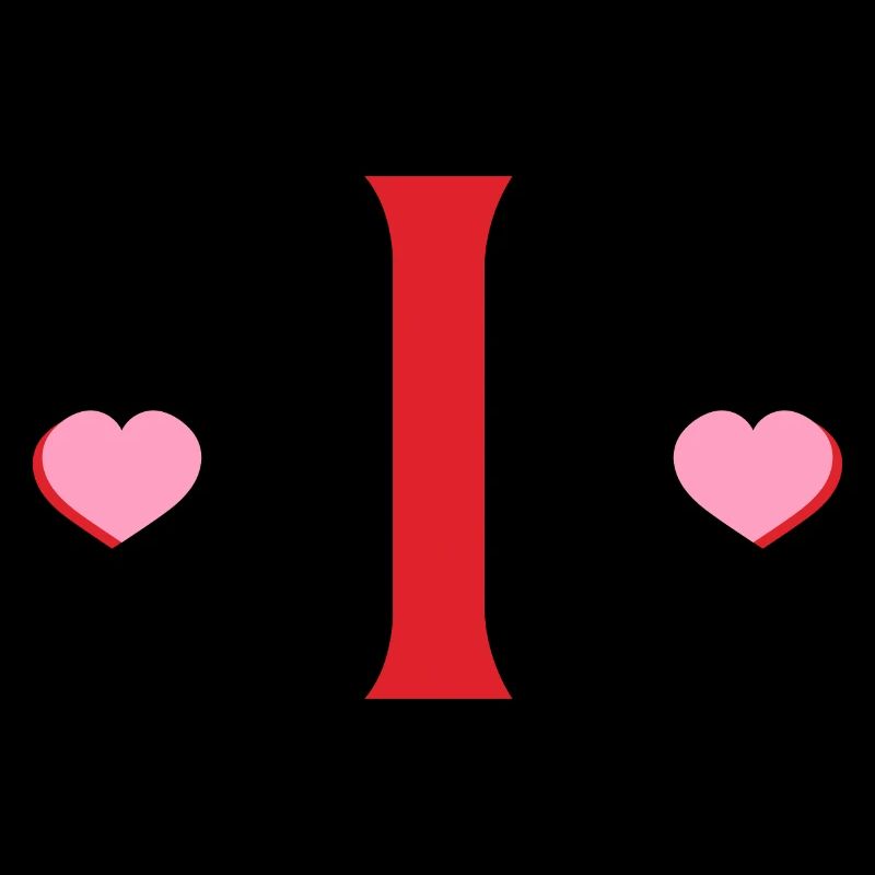 Letter i red hearts