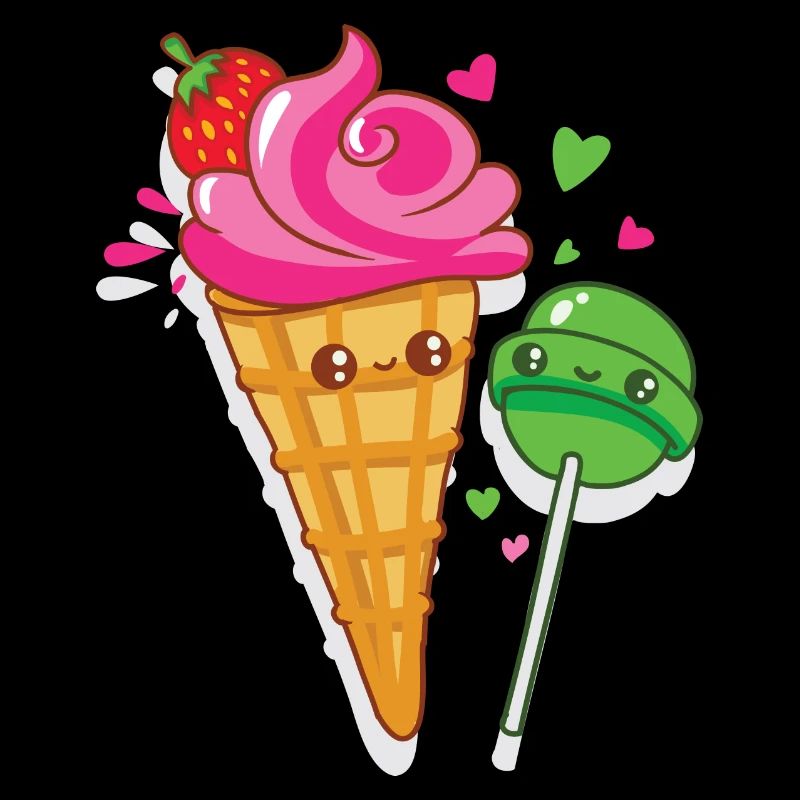 Fröhliches Eis und Lutscher sind verliebt