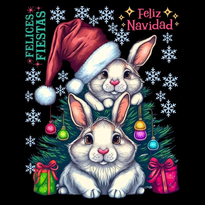 Lapins de Pâques festifs avec chapeau de Noël