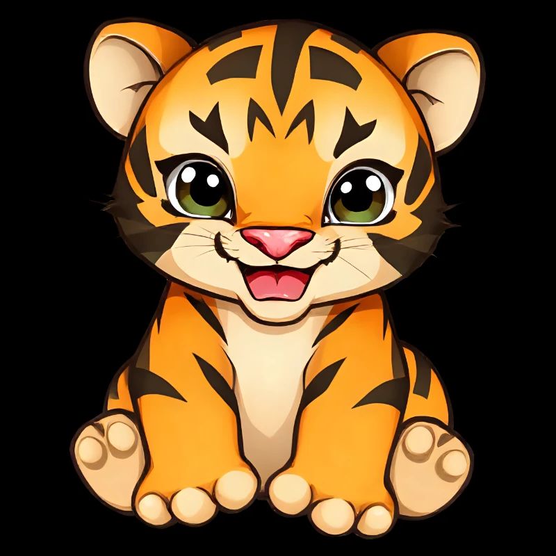 baby tiger cub with vibrant orange stripes,