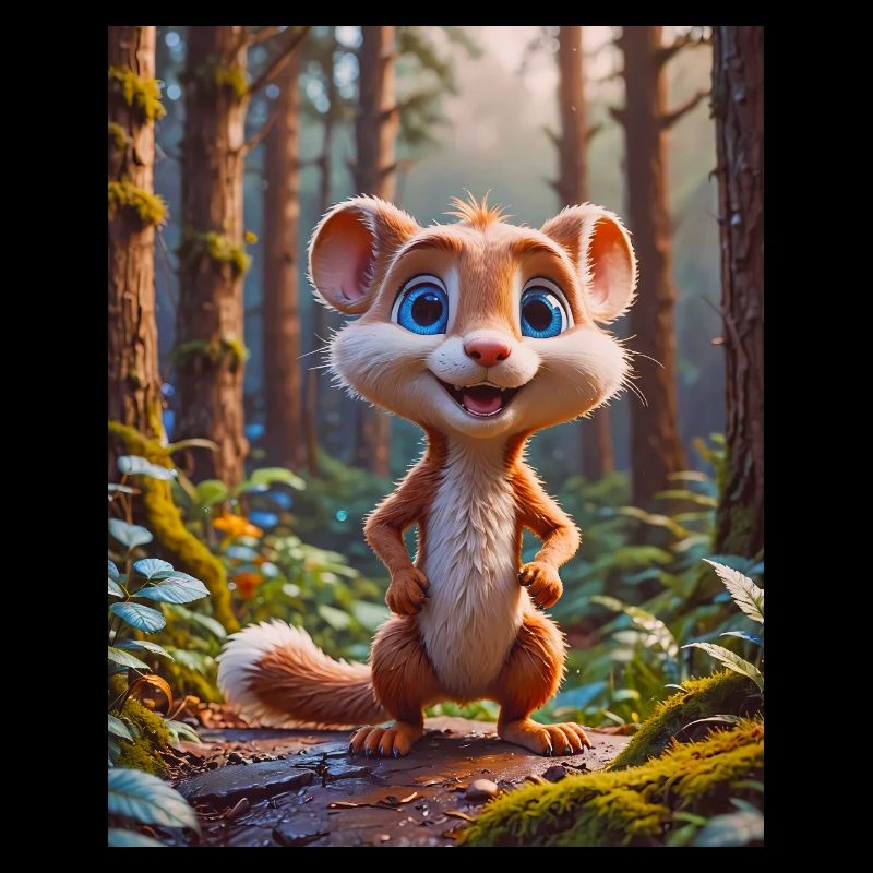 super cute animals in a forest – weasel