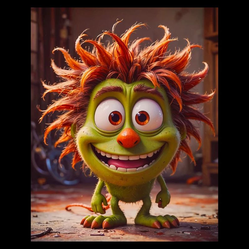 Joyeux Halloween mignon monstre cheveux sauvages effrayant drôle