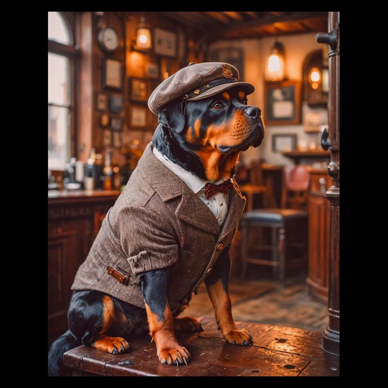 Rottweiler wearing 1920s suit cute dogs
