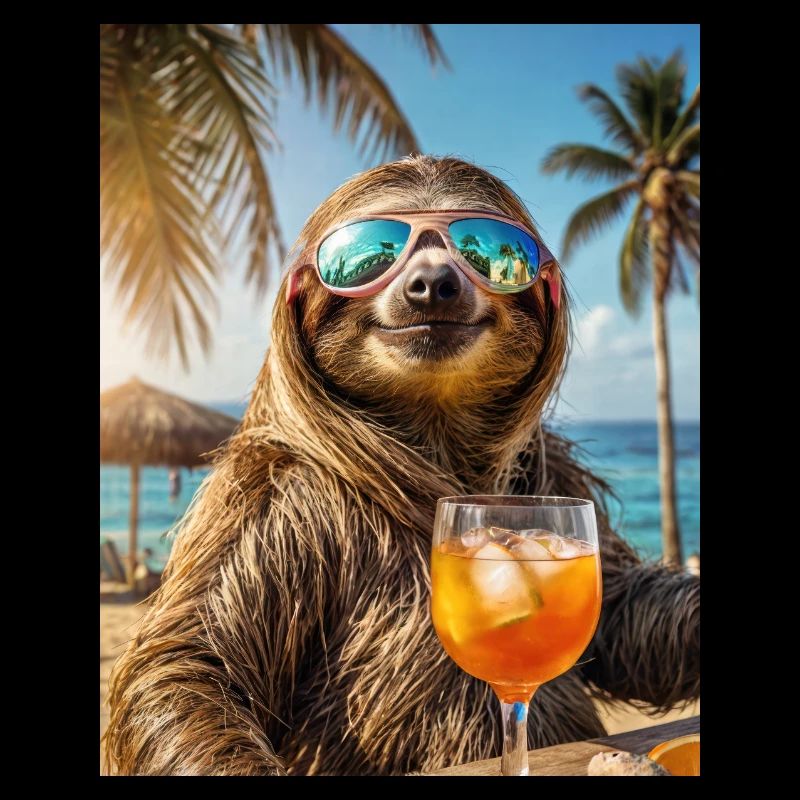 Cool sloth in the beach bar