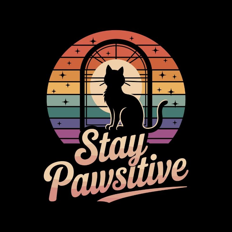 Stay Pawsitive: Cat & Retro Vibes