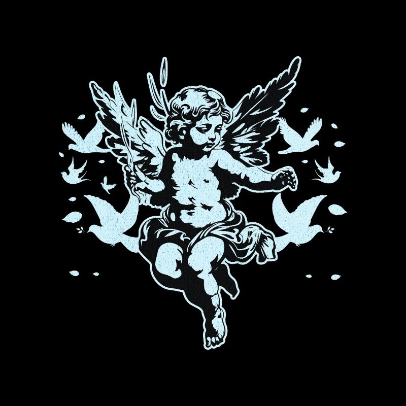 Barock Cherub Engel & Tauben Vintage Grafik