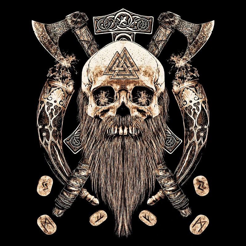 Valhalla Sigil Viking  Tête de mort Squelette Goth