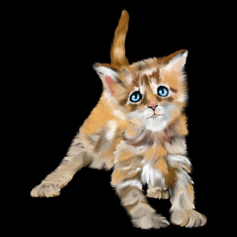 Chaton aquarelle aux yeux bleus
