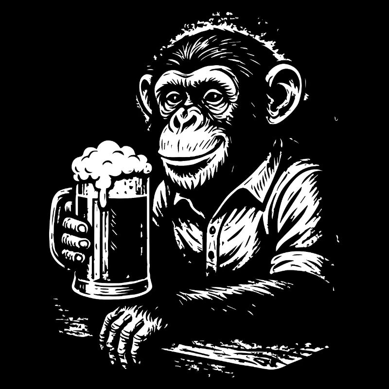 Bier Liebender Affe Portrait T-Shirt