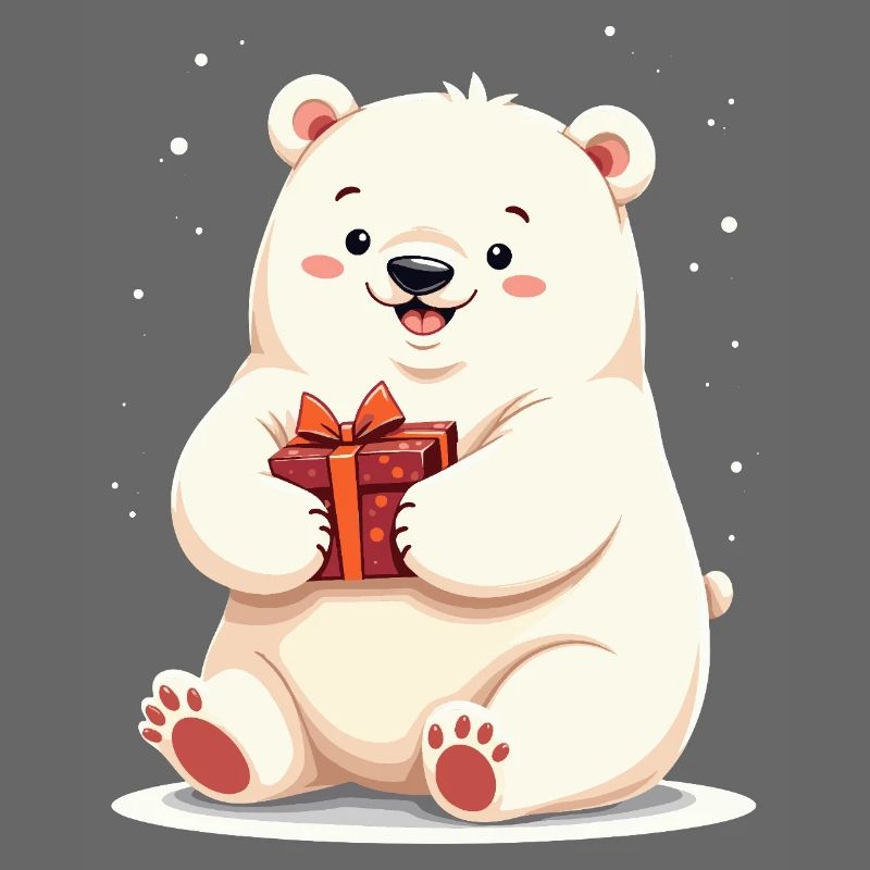 Niedlicher Eisbär mit Geschenkillustration