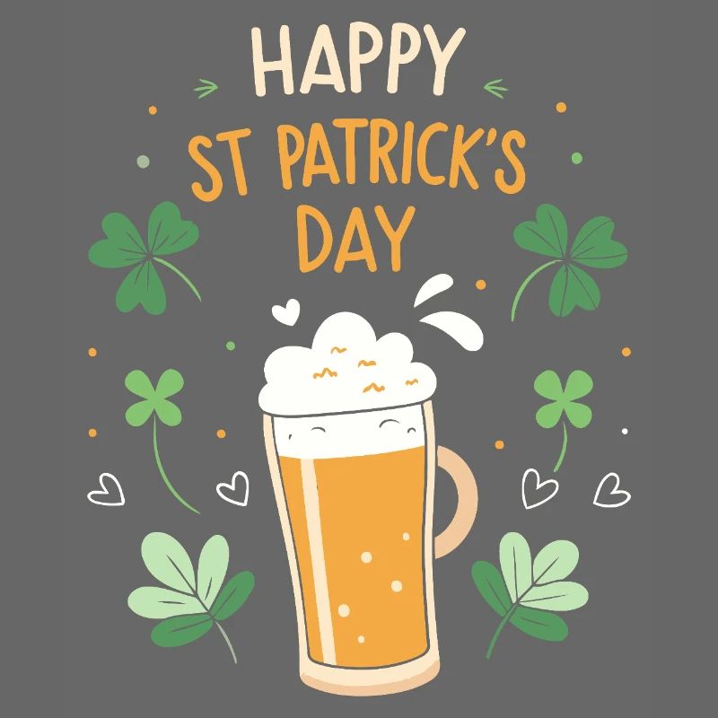 Bière mousse et trèfles Saint Patrick